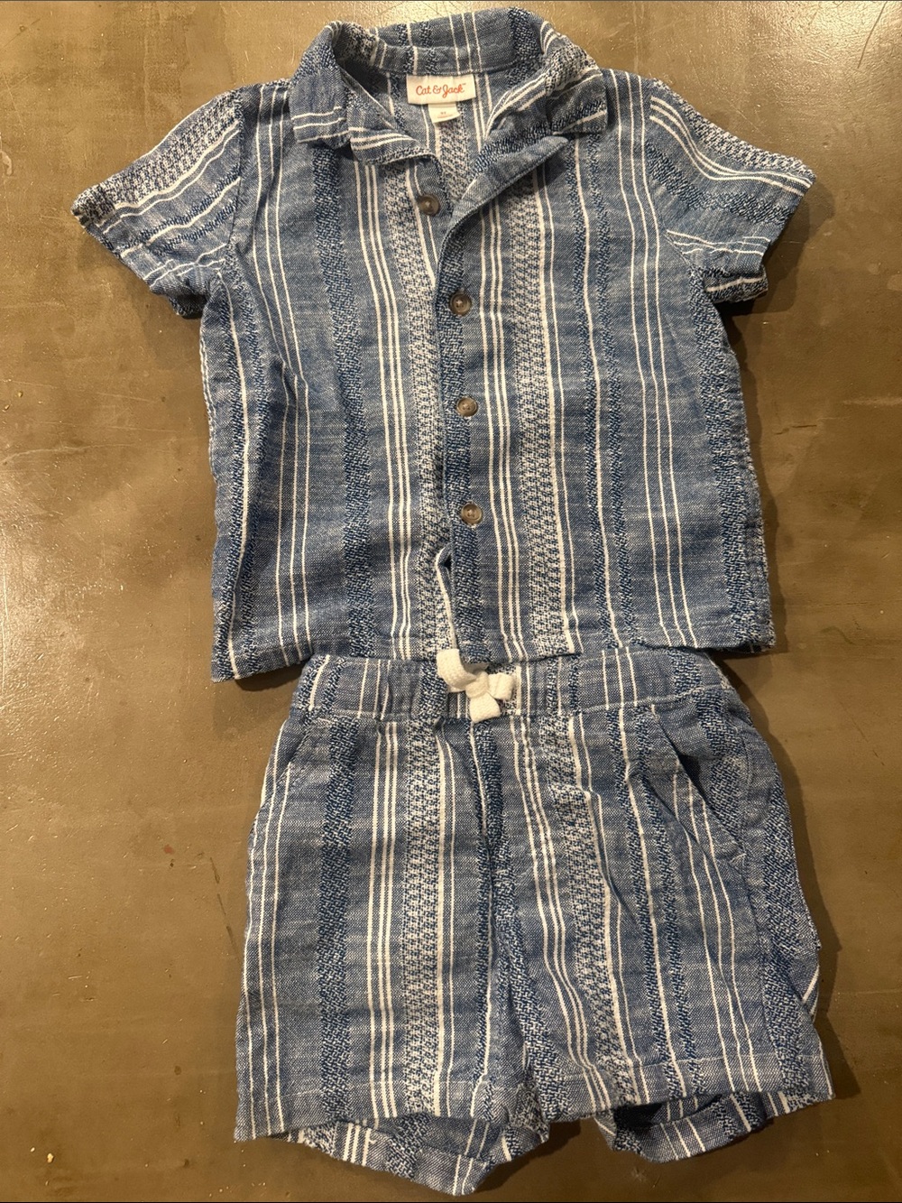 Cat & Jack Blue and White Striped Short Cabana Set